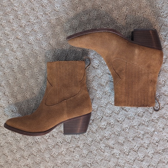 Lauren Ralph Lauren Raquel 100% Leather Suede Brown Western Boots - Picture 6 of 15